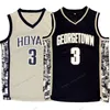 Schip Van ONS Allen Iverson #3 Georgetown Hoyas College Basketbal Jersey Heren Alle Gestikt Blauw Grijs Maat S-3XL Top Kwaliteit