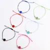 Natuurlijke Druzy Hars Stone Bead Armband met Make A Wish Card Red Blue String Verstelbare Geweven Armbanden voor Mannen Vrouwen Wens Sieraden