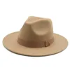 Lintband riem voelde Panama kerk formele winter witte brede rand vintage mannen caps dames fedora hoeden