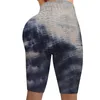 Kobieta Siłownia Fitness Krótkie Rajstopy Push Up Butt Joga Pół Spodnie Dla Kobiet Wysokiej Tie Dye Dye Jacquard Ladies Sports S-XXL