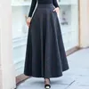 Plus Size 3XL High Waist Skirts faldas mujer moda Women Maxi Wool Skirt Elastic Elegant Office Lady Long Plaid 210421