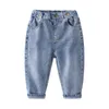 Повседневная весна осень детская одежда длинные брюки сплошной цвет джинсовые джинсы брюки для мальчиков 2 3 4 5 6 7 8 9 10 лет 210529