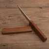 Coltello dritto di sopravvivenza di alta qualità D2 Lama a punta di goccia satinata Manico in legno Coltelli tattici a lama fissa con fodero in legno