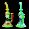 SHISHA HARKHHOHH Brownahs Brownahs en verre BONG DAB DAB Tuyau de tuyau de silicone ont une hauteur lumineuse de 8,4 "