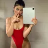 Czerwony wysoki pasek łańcuchowy body bodysuit kobiety strój kąpielowy jeden kawałek top rękawów kombinezony kobiece lato sexy party body beachwear 210415