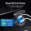 Metal QC3.0 12V/24V 36W Car Lighter Socket Plug LED Display Switch Waterproof USB Charger socket For Phone Tablet