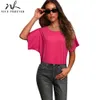 Nice-Forever Summer Women Fashion Pure Färg T-shirts Casual Oversized Tees Toppar 2BTY111 210419