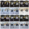 Chen37 NCAA Football 84 Antonio Brown 7 Ben Roethlisberger 43 Troy Polamalu Jerseys 83 Heath Miller 86 Hines Ward 32 Franco Harris preto branco