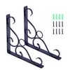 Stock de EE. UU., soportes de jardín de estilo antiguo de hierro fundido de 8,3 ", soporte de estante rústico, negro, juego de 2 a22