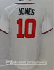 2020 남자 야구 13 Ronald Acuna Jr Jersey 5 Freddie Freeman 7 Dansby Swanson 10 Chipper Jones 24 Deion Sanders 네이비 블루 화이트