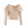 Autumn Clothes Black Crop Knit Top Women Blouses White Off Shoulder Tops Woman Sweaters Fall Long Sleeve Bodycon Pullover 210430