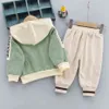 Bébé garçon vêtements de sport rayé sweats à capuche pantalons garçons vêtements lettre enfants garçon vêtements ensemble patchwork costumes pour enfants 210412