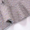 Designer sommar högkvalitativ Tweed Short Dress Lady Fashion Runway Vintage Lace Patchwork Långärmad Mermaid 210522