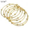 7 stks / set Mode Rvs Bangle Goud Kleur Vintage Vrouwen Metalen Bangle Armband Sieraden Groothandel 68mm Diameter Q0717