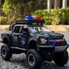 Ford Raptor F150 SVT Die Cast Metal Ley Car, Off-Road Vehicle Toy, Polizia, Lampada con suono, regalo per bambini, 1:32