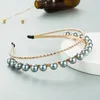 Haarklammern Barrettes Bunte Kristall Doppelimitation Perle Luxus Barockstirnband für Frauen Strass Hochzeitsfeier Haarbandschmuck