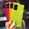 Square Glitter Phone Cases For Samsung Galaxy S20 FE A51 A71 A50 A70 S21 S10 S9 Plus Note 20 Soft 2 In 1 Clear Back Cover