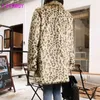 Winter Koreaanse versie van luipaardbont losse jas single breasted dikke warme volledige Pill 210416