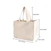 Portable Canvas Split Grid Bag Frukt Vegetabilisk Bomull Återanvändbar Drawstring Shopping Shopper Tote Storage Väskor