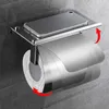 Toalett pappershållare väggmonterad, anti-rost rostfritt stål rulle med telefon hylla för badrum kök 210720