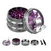 Tobacco Smoking Herb Grinders Accessories 4-Layers Aluminium Alloy material 100% Metal dia 63mm have 5 colors With Clear Top Window Lighting Grinder