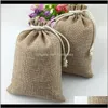 Wrap Event Festive Home Garden Drop Delivery 2021 50Pcs Vintage Natural Burlap Hessia Candy Wedding Party Favor Pouch Birthday Supplies Dst
