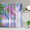 Butterfly with Flowers Series Print Shower Curtain Set Beautiful African Girl Waterproof Home Bathroom Decor Hanging Curtains 211116