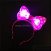 Other Event Festive Supplies Home  Garden Led Flash Light Emitting Bow Hairpin Headbands Concert Bar Christmas Party Dance Decorations Prop