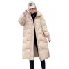 Winter lange jas losse vrouwen dikke warme 90% witte eendendons parka stand kraag winddicht geel sneeuw jas uitloper 210430