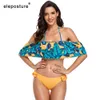 Sexy Ruffle Bikini Set Mulheres Off Swimwear Dois Peças Swimsuit Feminino Feminino Brasileiro Ternos Banhos de Verão Desgaste 210521