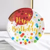 Wegwerp servies 10 stuks feestje Diner Set 7 inch kleur papier afdrukken bronzing verjaardag bruiloft decoratie