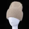 Winter Hoed Echt Konijnenbont Wintermutsen Voor Dames Mode Warme Muts Caps Solid Adult Cover Head Cap Wll1200