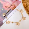 Hot Anklets Foot Jewelry Temperament Hollow Butterfly Double Diamond Tassel Chain Rose Gold Anklet ZWL797