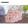 50 stks / partij Hoogwaardige Laser Cut Butterfly Flower Gift Tassen Candy Dozen Bruiloft Gunsten Draagbare Geschenkdoos Party Gunst Decoratie 210724