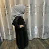 Etniska kläder svart abaya dubai arabiska muslimska barn flickor bön hijab klänning turkisk islamisk för barn kaftan mantel ensemble ha241l