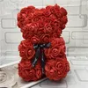 Jouet de noël, cadeaux romantiques de la saint-valentin, poupées ours à fleurs roses, cadeau créatif de grand ours à câlins de 25cm