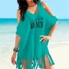 Badpak Cover Up Summer Pareo Beach Tassel Badmode Vrouwen Badpak Katoen Kaftan Draag # Q366 210420