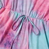 Tie Dye Familie Passenden Outfits Mutter Tochter Strampler Frauen Mädchen Casual Sommer Sling Strampler Mama Baby Kinder Party Kleidung