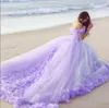 2022 Quinceanera Baby Pink Ball Gowns Off the Shoulder Corset Hot Selling Sweet 16 Prom Dresses with Hand Made Flower Weddings Gown 0509