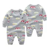Spring Autumn born Infant Baby Boys Girls Knit Automobile Rompers Clothing Kids Boy Girl Long Sleeve Clothes 210429
