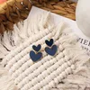 Lampadario pendente dolce smalto bianco blu navy orecchini a cuore rosso per le donne 2021 metallo color oro doppio strato amore orecchino a goccia gioielli