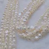 Wedding Bridal Jewelry Sets Natural White Pearl Necklace Bracelet Earrings Five Strands Twisted Freshwater Cultured Pearls