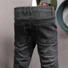 LY Vintage Moda Mężczyźni Dżinsy Luźne Fit Splitty Projektant Dorywczo Szeroki Noga Denim Zima Gruby Vet Ciepłe spodnie Harem