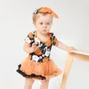 Baby Halloween Costumes Party Decor Christmas Decorations Cartoon Pumpkin Short Sleeve Skull Dress 0-2 Years Old XD24806