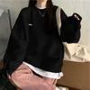 2021 primavera e autunno nuova splicing Pullover moda coreana felpa da donna spessa e sottile Navy Grey Black donna Hoodi X0721