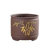 Lila Sand Sukkulente Blumentopf Reine handgemachte Keramik Retro Blumentopf Bambus Lotus Gold Umriss Vase Balkon Home Decor 210401