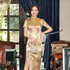 Etnische kleding traditionele Chinese qipao jurk dame vintage elegante plus size cheongsam sexy slank split Vestidos Halloween Carnival Party