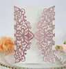 Factory price Laser Elegant Glitter Cut Flower Engagement Hollow Wedding Invitation Card With Rope and Envelope