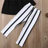 Schattige meisjes zomerkleding joch riem toppen+gestreepte broek leggings 2 stks outfits kinderen modekleding peuter meisje kleding