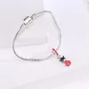 Fit Pandora Charm Bracteled Lovely Girl Красная эмаль Bangly кулон европейские серебряные бусины подвески бусины DIY змея цепь для женщин браслет ожерелье ювелирные изделия